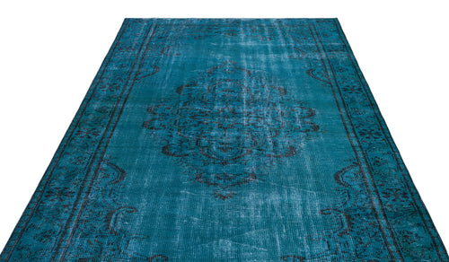Load image 1 in gallery view. Teal and black distressed vintage-style rug with a central medallion and ornate border on a white background.