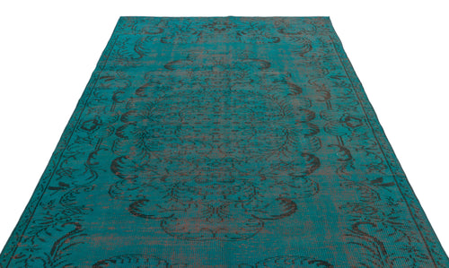 Load image 1 in gallery view. Teal and charcoal distressed rug with a traditional central medallion and ornate floral border pattern.