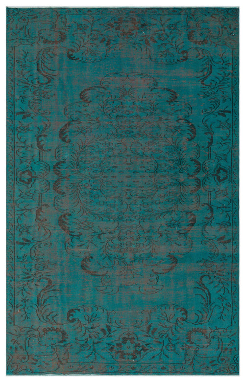 Load image 1 in gallery view. Teal and charcoal distressed rug with a traditional central medallion and ornate floral border.
