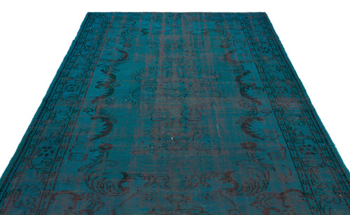 Load image 1 in gallery view. Teal and charcoal distressed vintage-style rug with an ornate central medallion and decorative border.