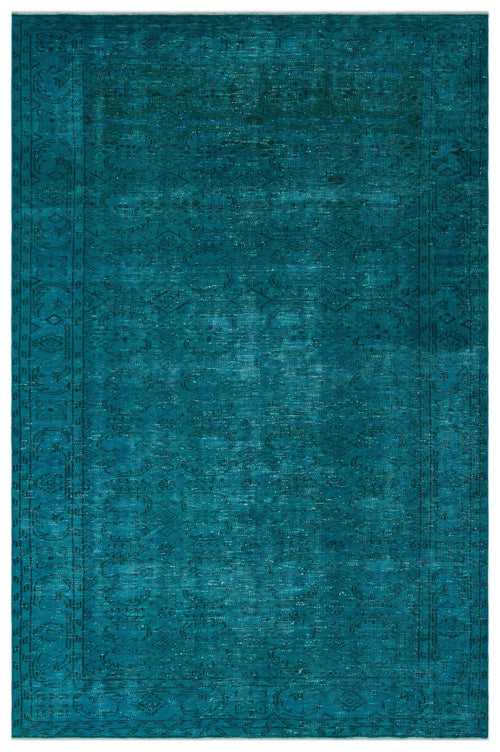 Load image 1 in gallery view. Teal distressed area rug with a faded traditional medallion pattern and a decorative border.