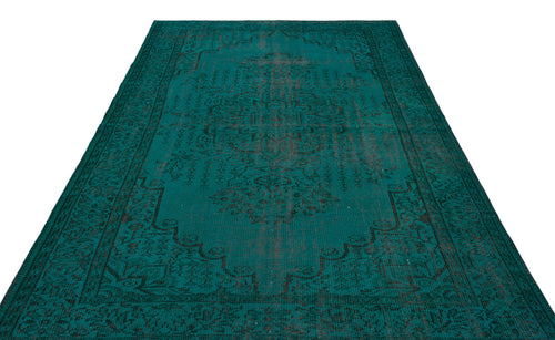 Load image 1 in gallery view. Teal and black distressed traditional rug with a central medallion and ornate border on a white background.