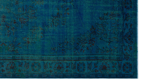 Load image 1 in gallery view. Deep teal vintage-style rug with a dark floral pattern and a decorative border.