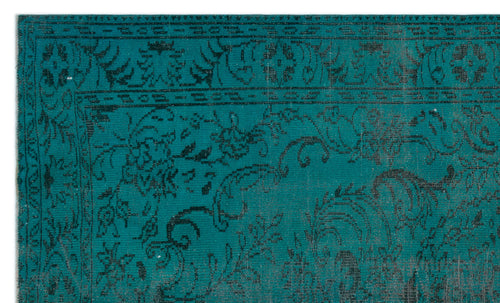 Load image 1 in gallery view. Teal rug with a black distressed traditional floral border and medallion pattern.