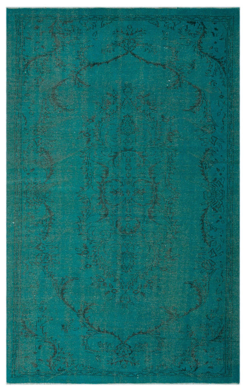 Load image 1 in gallery view. Teal rug with a distressed black traditional medallion pattern and ornate border.