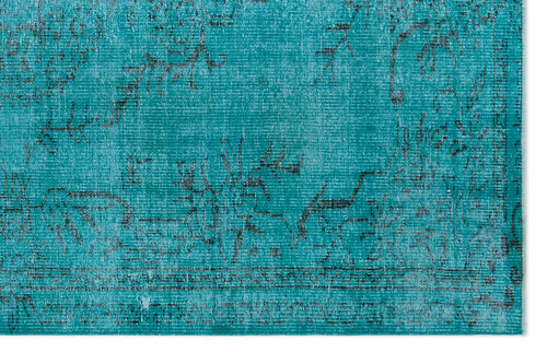 Load image 1 in gallery view. Teal rug with a distressed black traditional floral medallion pattern and a bordered edge.