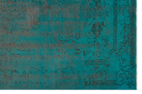 Load image 1 in gallery view. Teal and charcoal distressed rug with a faded traditional Persian-style pattern and a bordered edge.