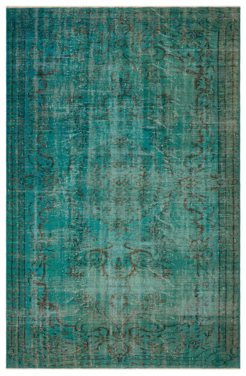 Load image 1 in gallery view. Teal and dark brown distressed rug with a faded traditional medallion pattern on a white background.