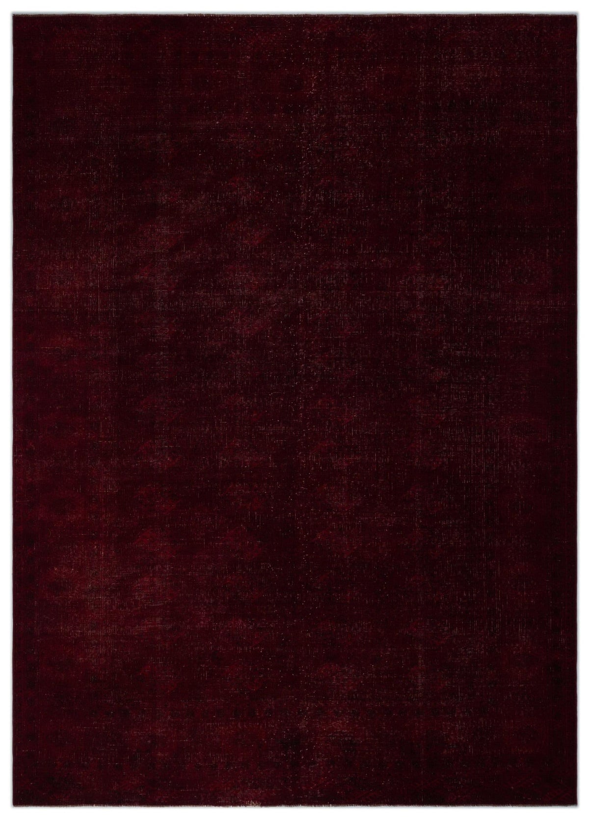 Solid deep burgundy rug with a subtle, distressed tonal texture.