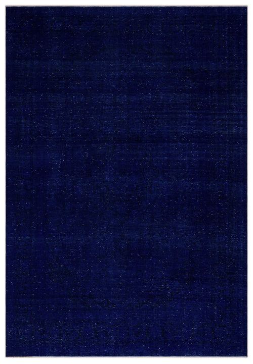 Load image 1 in gallery view. Solid navy blue rug with a subtle, distressed speckled texture.