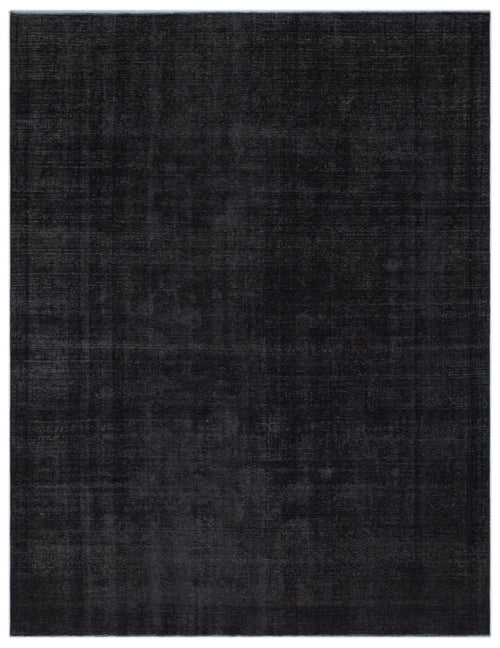 Load image 1 in gallery view. Solid charcoal black rug with a subtle, distressed, and faded texture.