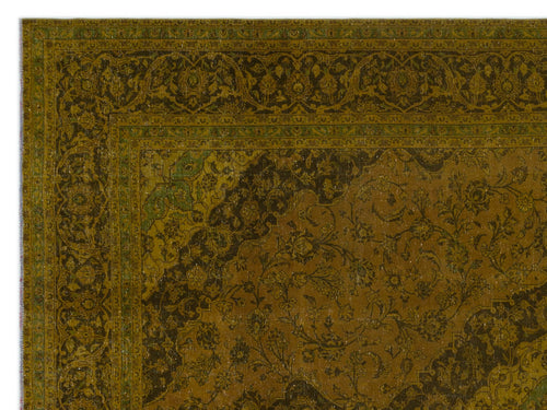 Load image 1 in gallery view. Olive and dark brown traditional rug with an intricate floral medallion pattern and a wide decorative border.