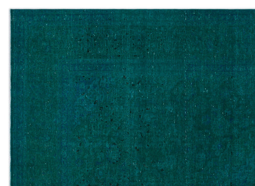 Load image 1 in gallery view. Deep teal rug with a subtle, distressed traditional medallion pattern and worn texture.