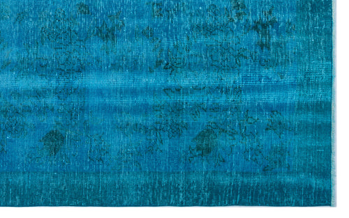 Load image 1 in gallery view. Teal blue distressed rug with a faded, overdyed vintage pattern and visible woven texture.
