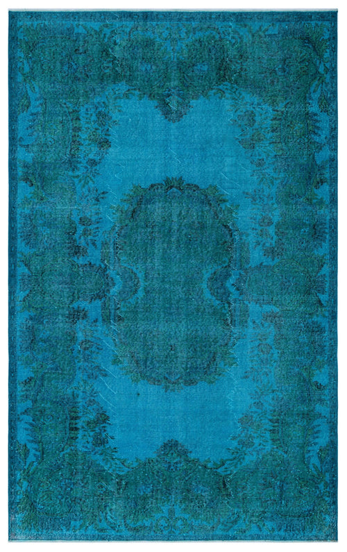 Load image 1 in gallery view. Teal and dark blue distressed rug with a traditional central medallion and floral border pattern.