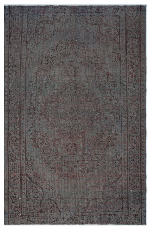 Load image 1 in gallery view. Charcoal and dark red distressed rug with a traditional central medallion and ornate border on a white background.