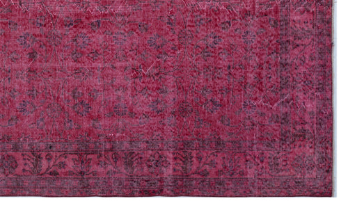 Load image 1 in gallery view. Deep magenta vintage-style rug with a distressed floral medallion pattern and a dark ornate border.