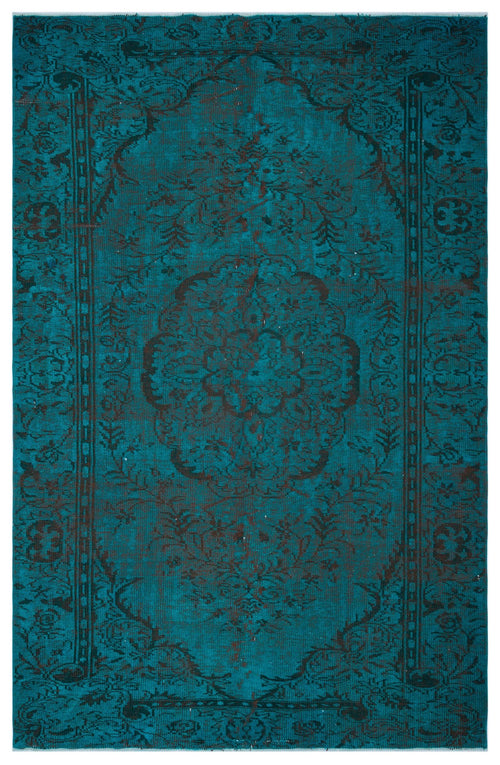 Load image 1 in gallery view. Teal and black distressed rug with a traditional central medallion and ornate floral border.