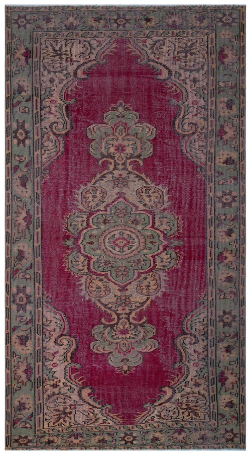 Load image 1 in gallery view. Deep red and sage green traditional rug with a central floral medallion and ornate border.