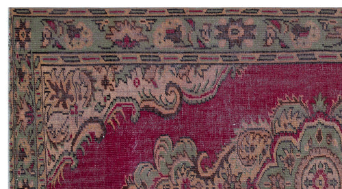 Load image 1 in gallery view. Deep red traditional rug with an ornate sage green and beige floral border and medallion pattern.