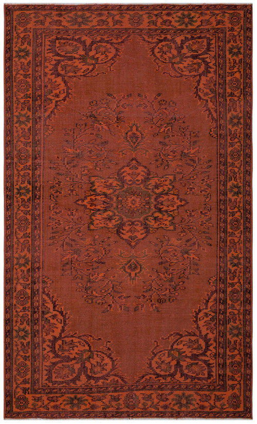 Load image 1 in gallery view. Rust-colored traditional rug with a dark brown floral medallion and intricate border pattern.