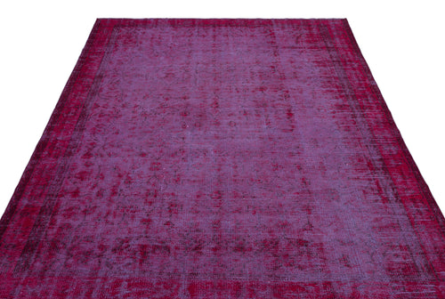 Load image 1 in gallery view. Magenta and purple distressed vintage-style rug with a faded traditional medallion pattern on a white background.