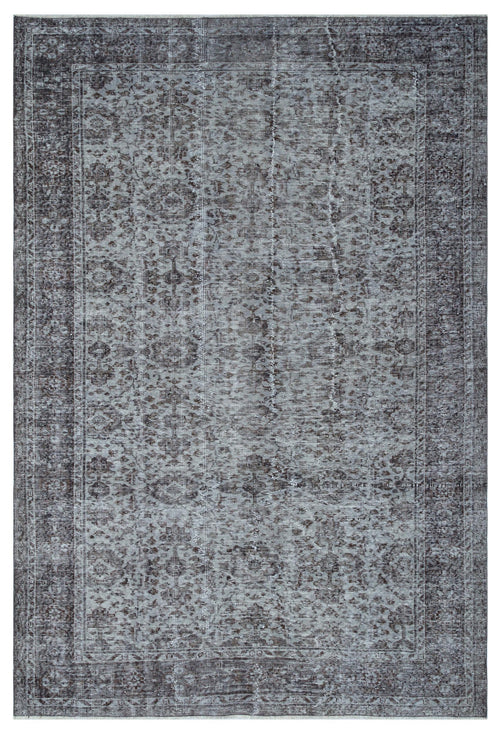 Load image 1 in gallery view. Charcoal and light gray distressed traditional rug with a faded ornate medallion pattern and a wide border.