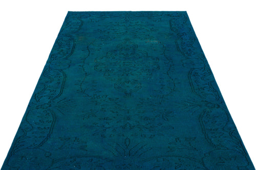 Load image 1 in gallery view. Deep teal vintage-style rug with a subtle, dark-toned traditional medallion and floral border pattern.