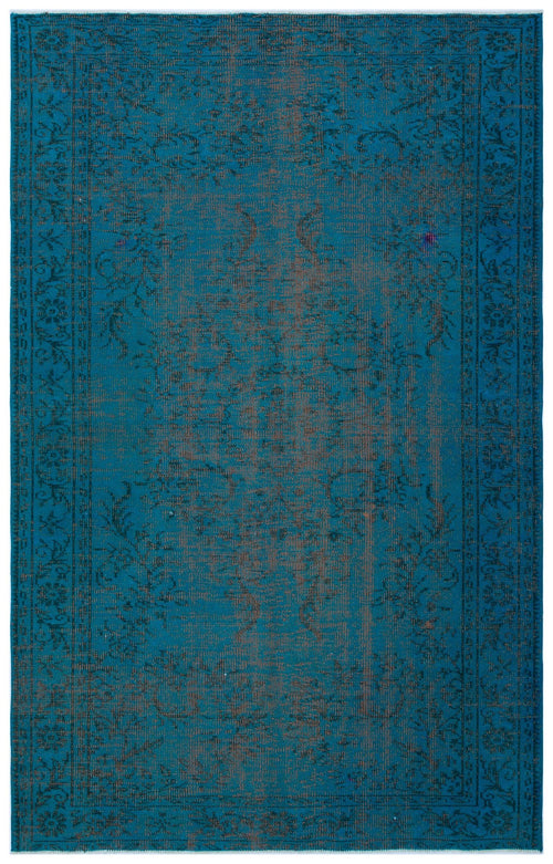 Load image 1 in gallery view. Teal distressed rug with a faded traditional floral medallion pattern and a decorative border.