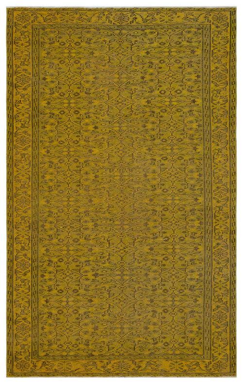 Load image 1 in gallery view. Mustard yellow rug with a dark grey traditional floral pattern and a detailed border.