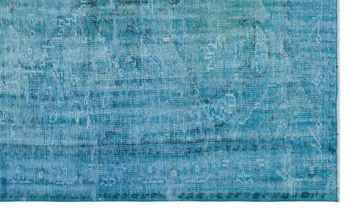 Load image 1 in gallery view. Teal and blue distressed vintage-style rug with a faded traditional medallion pattern on a white background.
