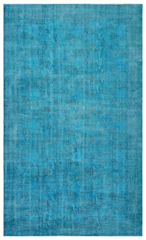Load image 1 in gallery view. Solid turquoise rug with a distressed, faded texture and subtle vertical linear patterns.