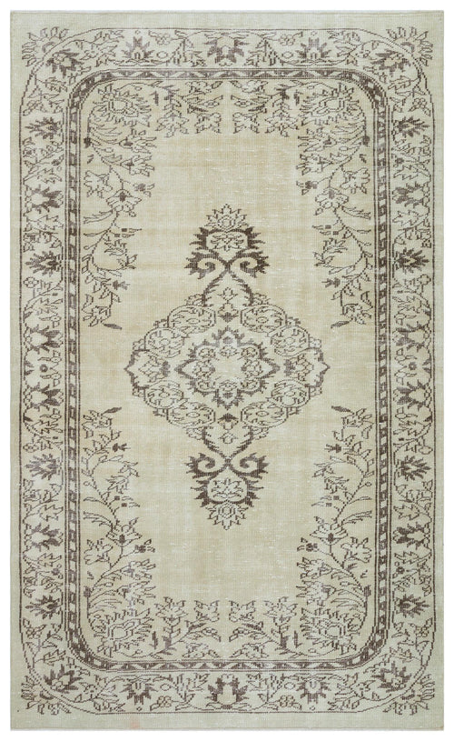Load image 1 in gallery view. Beige and brown traditional rug with a central floral medallion and ornate botanical border.