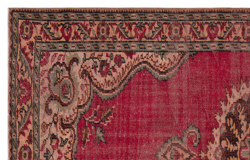Load image 1 in gallery view. Red traditional rug with a dark green and beige floral border and a large central medallion pattern.