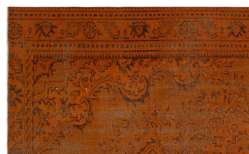 Load image 1 in gallery view. Rust-colored rug with a dark brown traditional floral border and intricate, distressed medallion pattern.