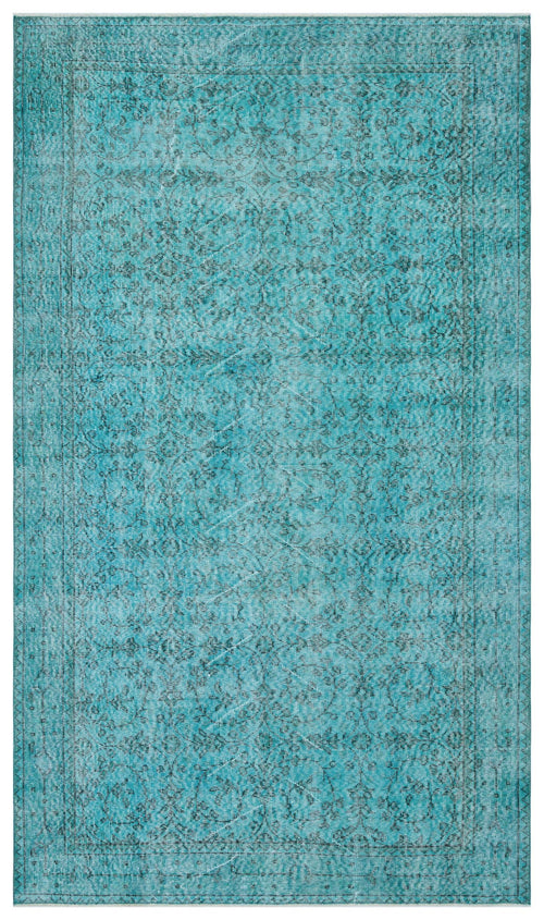 Load image 1 in gallery view. Teal distressed area rug with a traditional floral medallion pattern and a bordered edge.