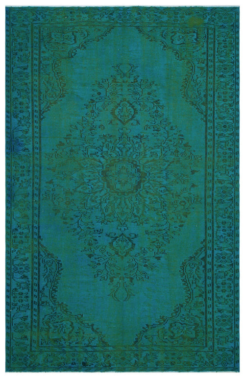 Load image 1 in gallery view. Teal and dark green traditional rug with a central floral medallion and ornate border pattern.