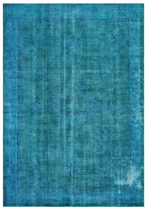 Load image 1 in gallery view. Teal distressed area rug with a faded traditional floral medallion and border pattern.