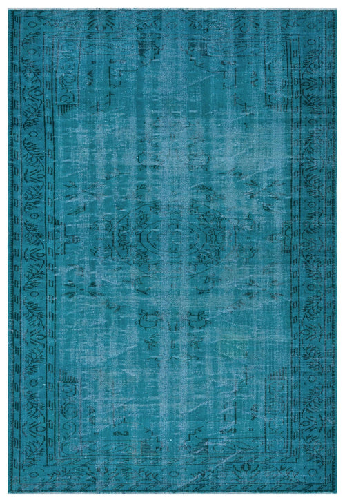 Load image 1 in gallery view. Teal distressed area rug with a faded traditional medallion pattern and a decorative border.