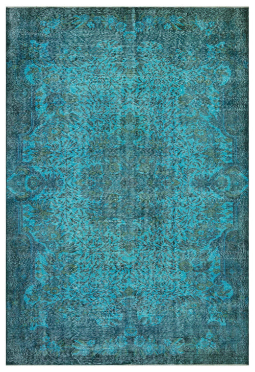 Load image 1 in gallery view. Teal and dark blue distressed rug with an ornate traditional medallion pattern.