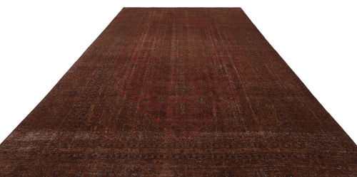 Load image 1 in gallery view. Distressed dark red and brown traditional Persian-style rug with a central medallion and ornate border.
