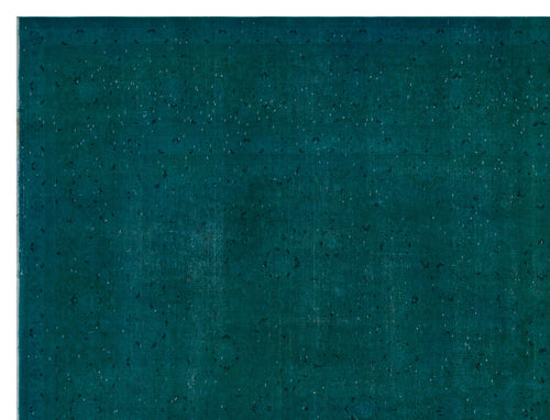 Load image 1 in gallery view. Deep teal vintage-style rug with a subtle, distressed floral medallion pattern and worn texture.