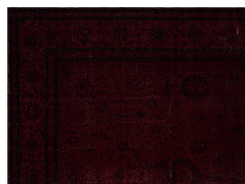 Load image 1 in gallery view. Deep burgundy rug with a dark, tonal traditional floral pattern and a wide decorative border.