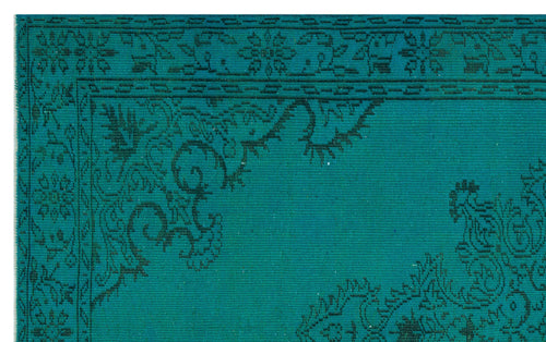 Load image 1 in gallery view. Teal rug with a dark green traditional floral border and ornate corner medallion pattern.
