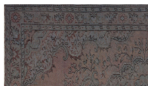 Load image 1 in gallery view. Charcoal and muted red traditional rug with a distressed floral medallion pattern and a geometric border.