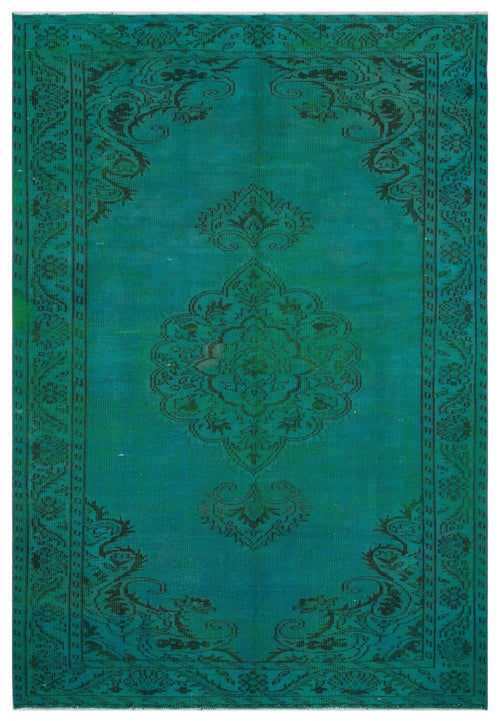 Load image 1 in gallery view. Teal rug with a dark green traditional floral medallion and ornate border pattern.