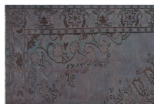 Load image 1 in gallery view. Charcoal and slate grey traditional rug with a distressed floral border and medallion pattern.