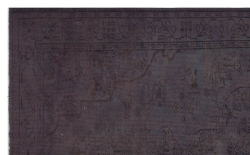 Load image 1 in gallery view. Dark charcoal rug with a subtle, tonal floral border and traditional Persian-style pattern.