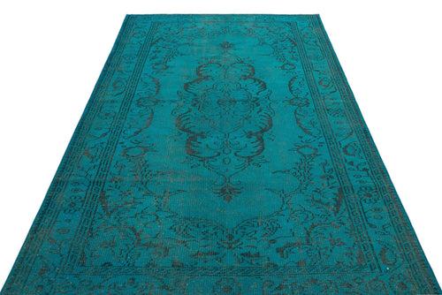 Load image 1 in gallery view. Teal and black vintage-style rug with a central medallion and ornate border on a white background.