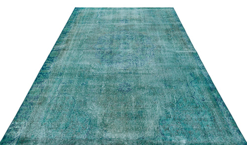Load image 1 in gallery view. Teal and blue distressed vintage-style rug with a faded traditional medallion pattern on a white background.
